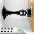 Crosize Magnetic Door Stoppers 4 Pack, Stainless Steel Door Catch for Wall and Floor Mounting, Door Holder Keep Door Open, No Drilling Door Stop with Adhesive Tapes, Black