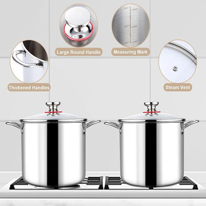 LIANYU 10 Quart Pot with Lid, 10QT Tri-Ply Heavy Duty Stock Pot, 18/10 - Image 3