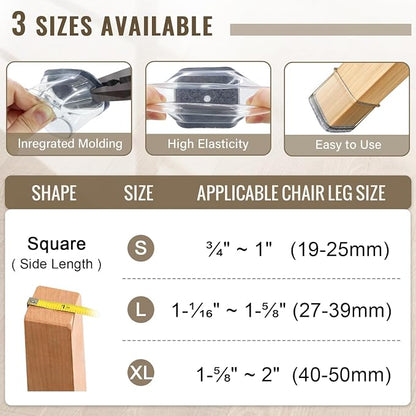 BUMACO Chair Leg Floor Protectors Square Chair Leg Protectors - Image 2