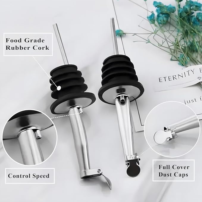 6 Pack Oil Pourers With Flip Top, Olive Oil Dispenser, Liquor Bottle Pourer - Image 3