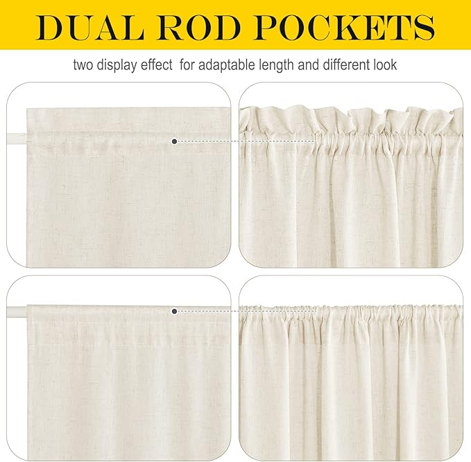NICETOWN Thick Linen Textured Curtain Farmhouse French Door Shade Solid Room - Image 3