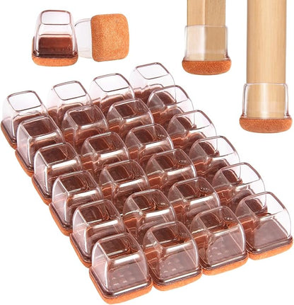 Square Chair Leg Floor Protectors Large 24Pcs, Silicone Chair Leg Protectors by YTEACIUL