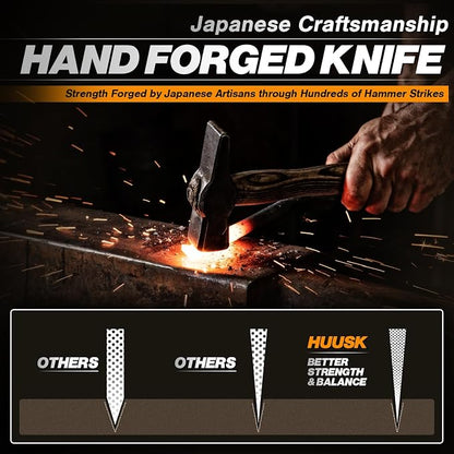 Huusk Meat Cleaver Knife Japanese Kitchen Knife 6.4 Inch, Hand Forged Butcher - Image 3