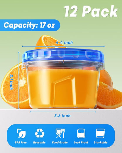 BiuLeon 12 Pack-17oz Freezer Storage Containers, Plastic Food Storage Containers - Image 2