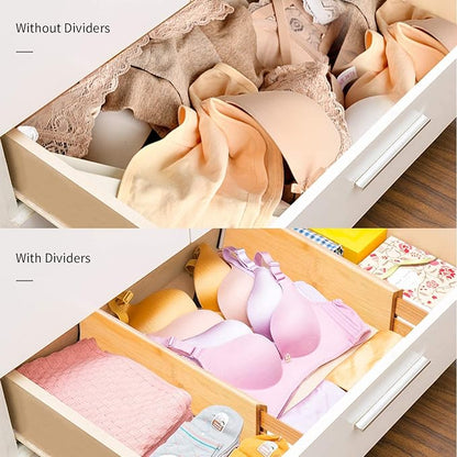 Utoplike 4 pcs Bamboo Kitchen Drawer Dividers Large, Adjustable Drawer - Image 7