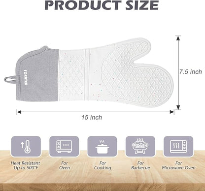 Extra Long Silicone Oven Mitts - Image 3