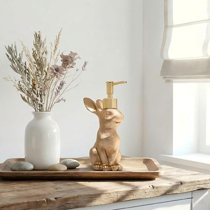 Gold Bunny Soap Dispenser Set of 2 – Vintage Rabbit Hand & Dish Soap Dispensers - Image 7