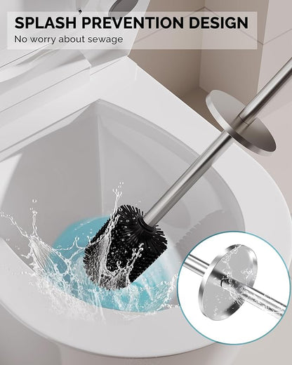 Toilet Brush and Holder Set, Stainless Steel Toilet Bowl Brush - Image 4