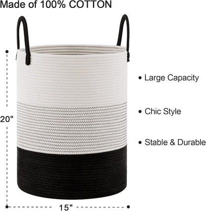Woven Rope Laundry Hamper Basket by YOUDENOVA, Tall Luandry Basket, Baby - Image 3