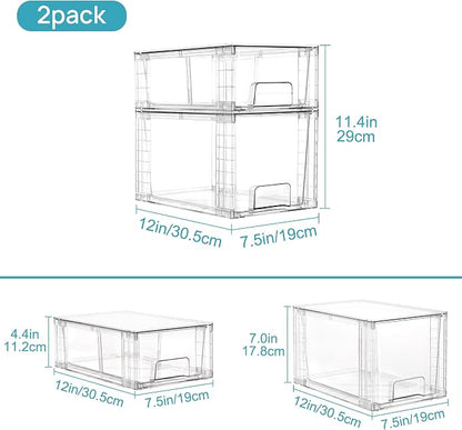 Vtopmart 8 Pack Clear Stackable Storage Drawers, Plastic Drawers - Image 3
