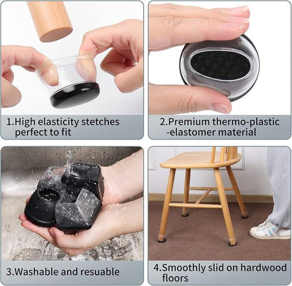 Ezprotekt 8 Pcs Large Clear Chair Leg Sliders - Image 4