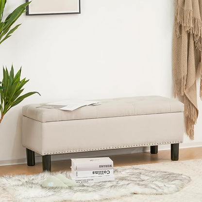 Furnimart 42.5 Inch Storage Ottoman Bench, Flip Top End of Bed Storage Bench - Image 9