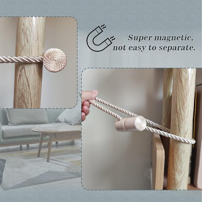 Hion Magnetic Curtain Tiebacks Beige 2pcs, Curtain Tiebacks Buckles Holdbacks - Image 7