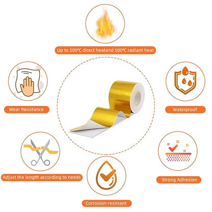 Zonon 2 Rolls Aluminum Foil Tape Heat Shield Tape Barrier Adhesive Reflective - Image 3