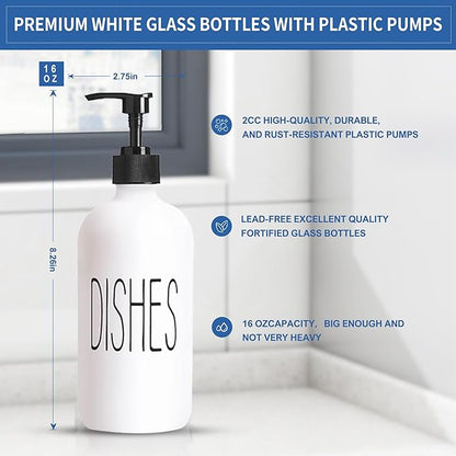 COHOSEGE 16 Oz Glass Soap Dispenser Set 2 Pack - Image 3