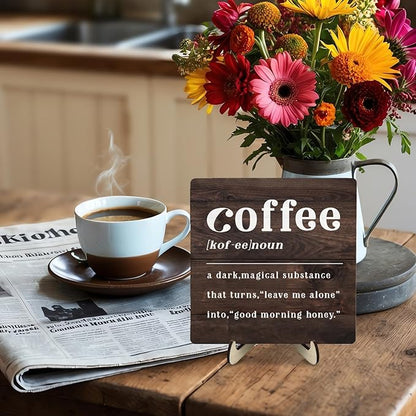 Coffee Bar Sign Plaque, Coffee Bar Accessories, Vintage Cafe Bar Plaque Desk - Image 6