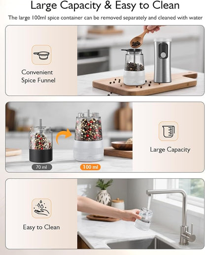 Electric Salt and Pepper Grinder Set, Upgraded 2-Speed Setting, External 5 - Image 6