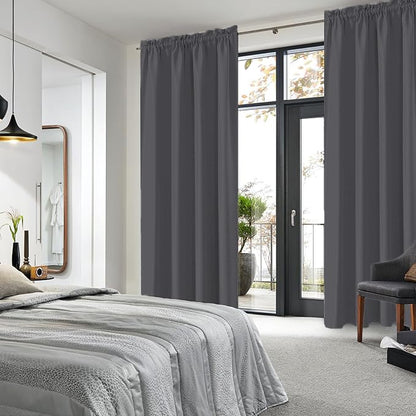 DWCN Bedroom Blackout Curtains 70 x 84 Inches Length 2 Panels Set, Solid - Image 2