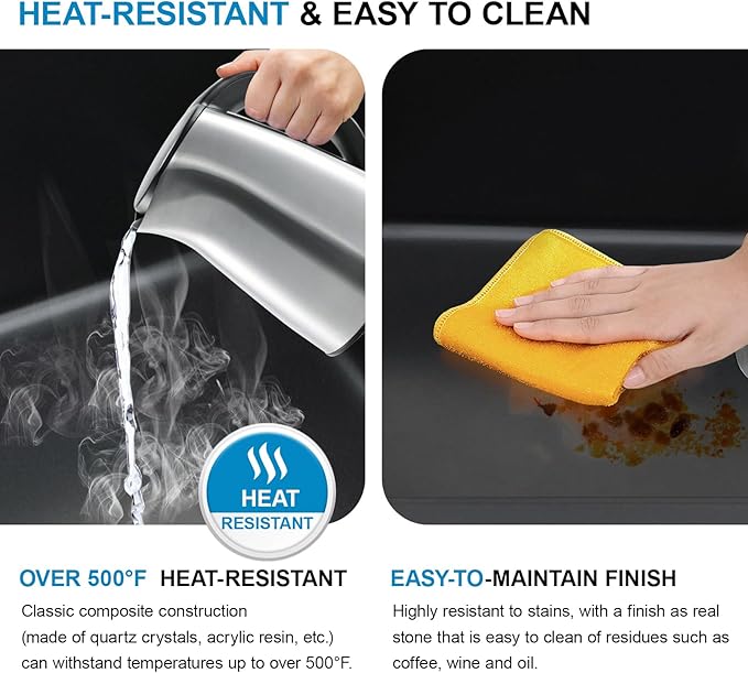 33 Inch Black Granite Composite Kitchen Sink Workstations Black Quartz Undermount Single Bowl Sink with Accessories Single Basin Large Capacity Noise Reduction Quiet Kitchen