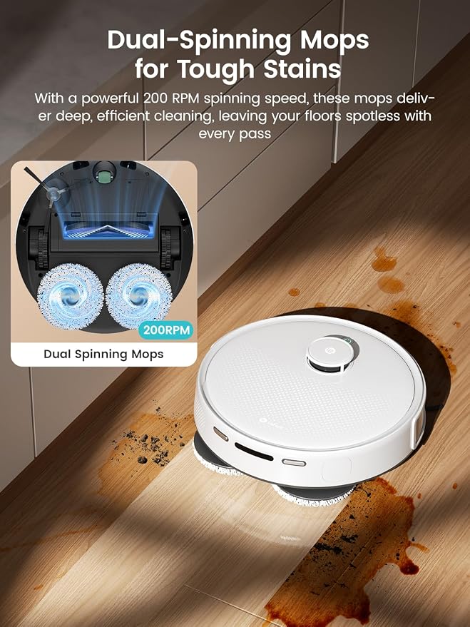 Lefant Robot Vacuum and Mop, 12000Pa Suction, Self Emptying, Auto Mop Washing - Image 2