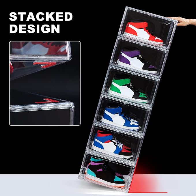 NYZE 12 Pack Acrylic Shoe Boxes Side Open, Shoe Storage Organizer - Image 5