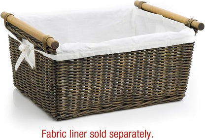 The Basket Lady Pole Handle Wicker Storage Basket, 16 in L x 12 in W x 8.25 in H - Image 2