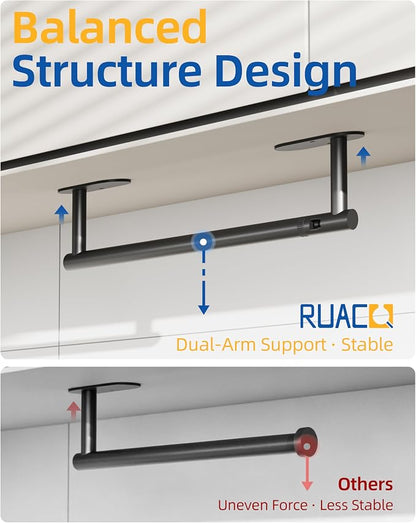 RUACQ Paper Towel Holder Under Cabinet, Wall Mounted or Adhesive Stainless - Image 3
