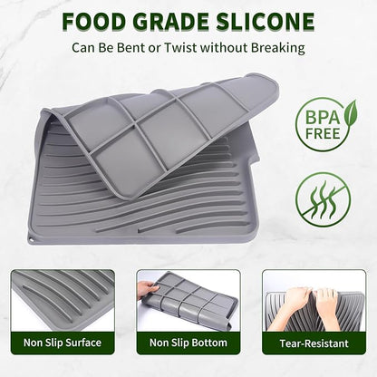 Silicone Dish Drying Mat 16x13, Food-Grade Silicone, Easy Clean Pad - Image 4