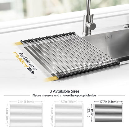 Tomorotec 17.7" x 12.5" Roll Up Dish Drying Rack Over Sink Drying Rack Sink - Image 4