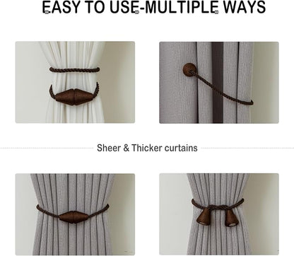 Magnetic Curtain Tiebacks 2 Pack Outdoor Rope Curtain Tie Backs Decorative - Image 5