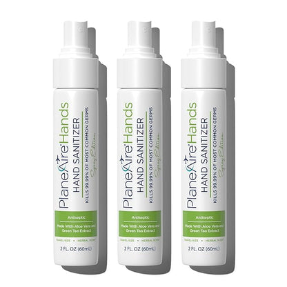 Signature Herbal Spray Hand Sanitizer | Travel Size | Hydrate & Cleanse | Made with Aloe Vera & Green Tea Extract | Blend of Essential Oils Including Peppermint & Lavender | Travel Essential | 3-Pack