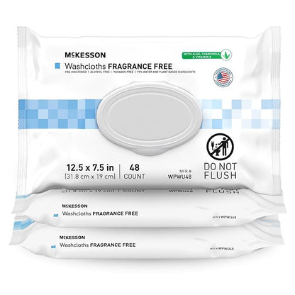 McKesson Washcloth Wipes for Adults, Unscented Disposable Wash Cloths for Body by McKesson