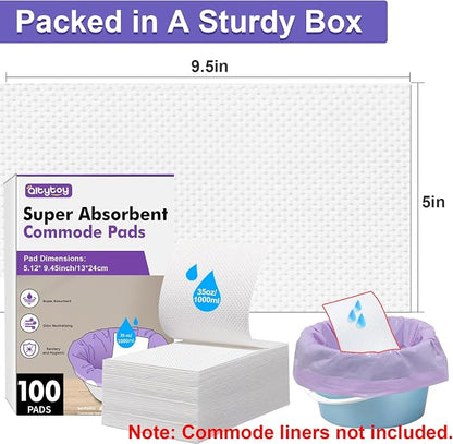100 Commode Absorbent Pads for Bedside Commode Liners, Disposable Commode - Image 7