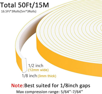 White Strong Adhesive Foam Tape, High Density Door Insulation Weather - Image 5