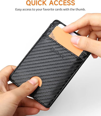 Buffway Mens Slim Wallet, Minimalist Thin Front Pocket Leather Credit Card Holder with RFID Blocking for Work Travel
