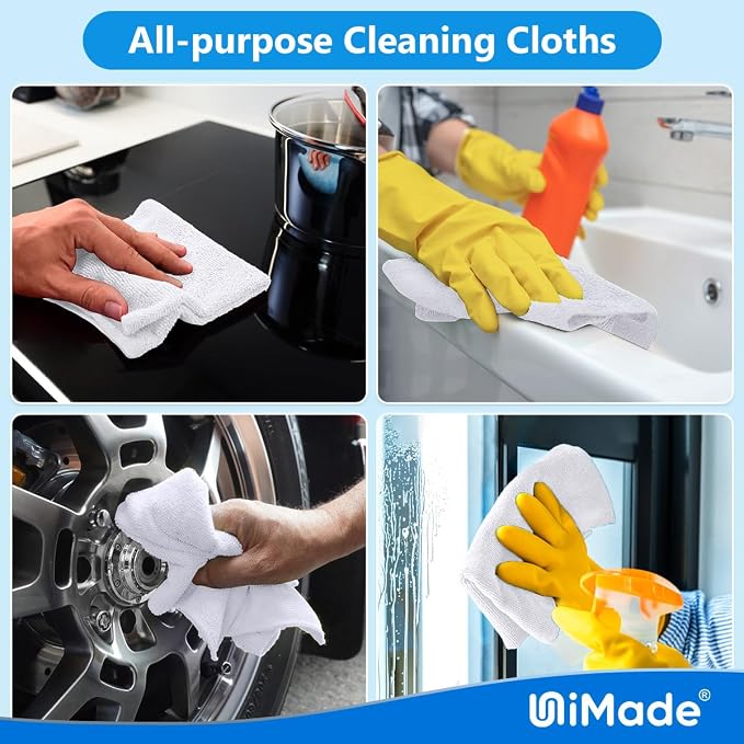 Shop Towel Rags, 50 Pack Reusable Shop Rags Bulk Microfiber Cleaning Cloth Lint - Image 7