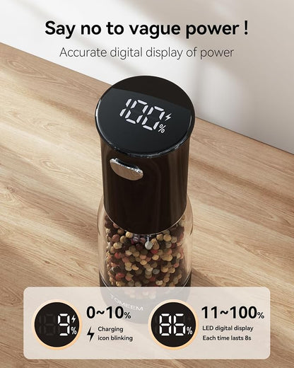 TOMEEM Electric Salt and Pepper Grinder Set – Rechargeable - Image 2