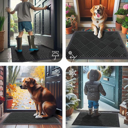 Smiry Front Door Mat Outside Entrance, Heavy Duty Outdoor Indoor Natural Rubber - Image 7