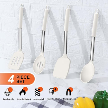 E-far Cooking Utensils Set of 4, Silicone Kitchen Utensils - Image 3