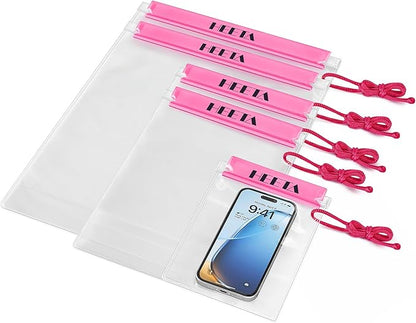 HEETA 5-Pack Clear Waterproof Dry Bag, Water Tight Cases Pouch Dry Bags for Camera Mobile Phone Maps, Kayaking Boating Document Holder
