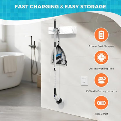 YKYI Electric Spin Scrubber, Cordless Cleaning Brush, Shower Cleaning Brush - Image 7