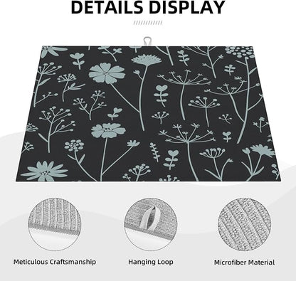 Gray Flower Dish Drying Mats for Kitchen Counter, Large 18"x24" Dish Mats for - Image 4