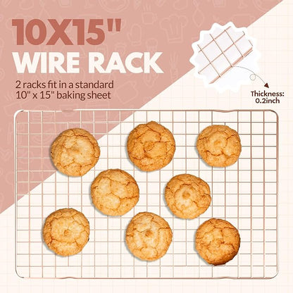 2 PCS Cooling Racks for Cooking and Baking, 15x10 Inches Stainless Steel - Image 2