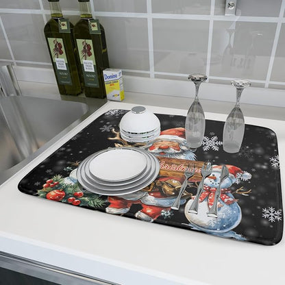 Christmas Santa Snowman Dish Drying Mats - Image 6