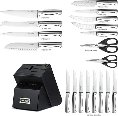 McCook® Knife Sets, German Stainless Steel Kitchen Knives Block Set - Image 2