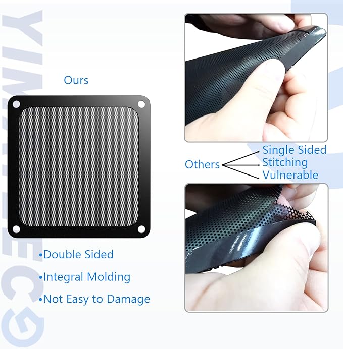 Dust Filter PC 140mm -5Pack Magnetic Fan Dust Mesh Filter for Computer Cooler Fan/PSU/Routers, PVC 50 Mesh PC Case Screen Dustproof Vent Filter Cover Fan Grills (PVC, 140 * 140mm, 5pcs, Black)