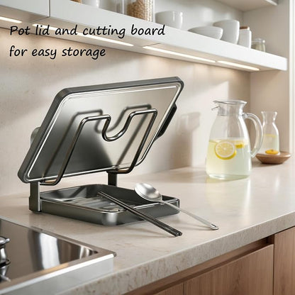 Kitchen Pot Lid Storage Rack, Stainless Steel Pot Lid Holder While Cooking - Image 3