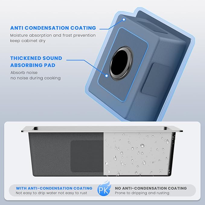 POPFLY 15×15 Inch Undermount Wet Bar Sink, 18 Gauge 304 Stainless Steel Kitchen Sink 15" Small Outdoor Mini Rv Under Counter Sinks, Brushed Nickel