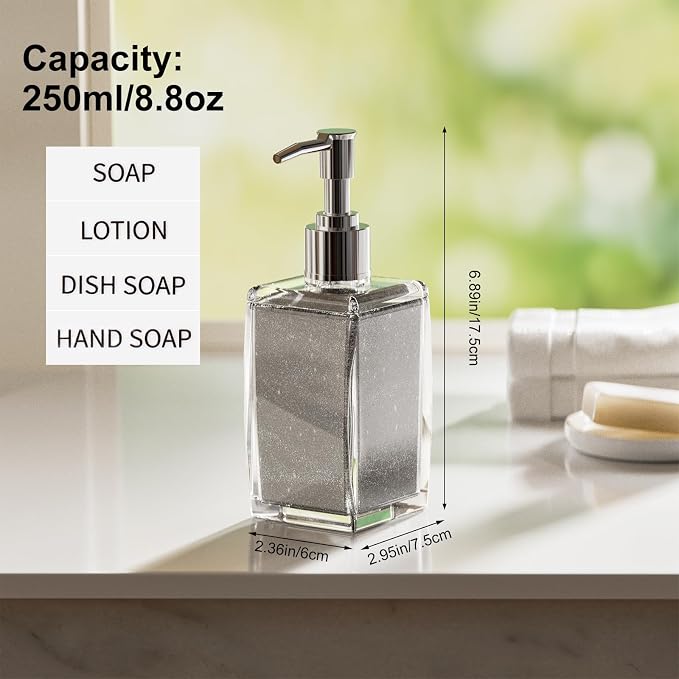 Purple Soap Dispenser with Refillable Plastic Pump - Image 8