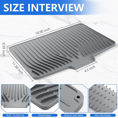 Silicone Dish Drying Mat for Kitchen Counter, Dish Drainer Mat, Non-Slip Drying - Image 2